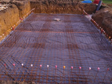 ferraillage du fond de piscine avant coulage du béton
